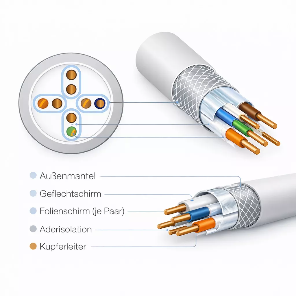 Aufbau eines S/FTP Netzwerkkabels