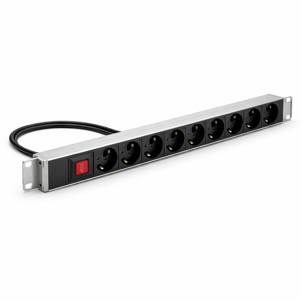 19 Zoll Steckdosenleiste mit Schutzkontakt für Rack-Montage