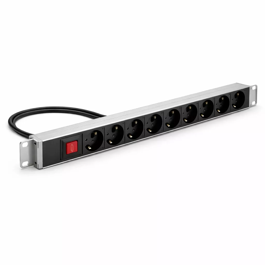 19 Zoll Steckdosenleiste mit Schutzkontakt für Rack-Montage
