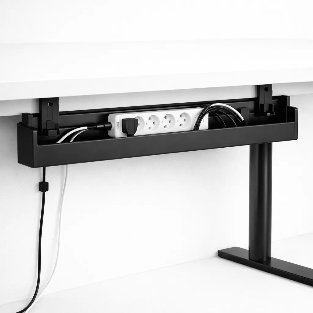 Kabelmanagement und Ablagen für Untertisch Kabelführung Klett und Clips