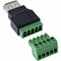 Preview: USB-A 2.0 Terminalblock-Adapter, Buchse, 5-polig, ohne Kabel