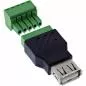 Preview: USB-A 2.0 Terminalblock-Adapter, Buchse, 5-polig, ohne Kabel