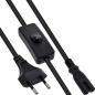 Preview: Netzkabel C7 (Euro-8) mit Schalter – Eurostecker auf IEC C7