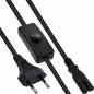 Preview: Netzkabel C7 (Euro-8) mit Schalter – Eurostecker auf IEC C7