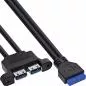 Preview: USB 3.2 Gen.1 Mainboard Kabel – 19-Pin intern auf 2x USB-A Buchse, 0,45 m