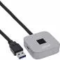 Preview: USB Fingerabdruckscanner für Windows Hello mit USB-Hub, 1,5 m, silber