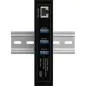 Preview: USB PoE Hub Industrie, 4-Port, 3x USB-A/1x USB-C, Gigabit, 60 W