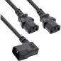 Preview: Netz-Y-Kabel C14 gewinkelt auf 2x C13, schwarz