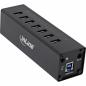 Preview: InLine® USB 3.0 Hub 7 Port Aluminiumgehäuse schwarz mit 2,5A Netzteil