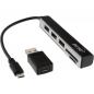 Preview: InLine® USB OTG Cardreader 3fach USB 2.0 Hub für SDXC und microSD mit Adapter