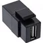 Preview: InLine USB 2.0 Keystone Snap In Einsatz USB A Buchse Buchse gewinkelt schwarz