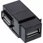 Preview: InLine® USB 2.0 Keystone Snap In Einsatz USB A Buchse Buchse gewinkelt schwarz
