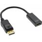Preview: InLine® DisplayPort zu HDMI Adapterkabel mit Audio DisplayPort Stecker auf HDMI Buchse 4K/60Hz schwarz 0,15m