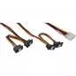 Preview: InLine® Strom Y-Kabel intern 1x 13,34cm (5,25") an 4x 15pol SATA gewinkelt mit Lasche 40+55cm
