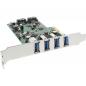 Preview: InLine® Schnittstellenkarte 4x USB 3.0 + 2x SATA 6Gb/s PCIe inkl. Low-Profile Slotblech