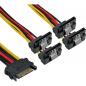 Preview: InLine® SATA Strom-Y-Kabel SATA Buchse an 4x SATA Stecker gewinkelt mit Sicherheitslaschen 0,15m
