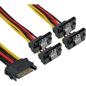 Preview: SATA Stromverteiler – 1x SATA auf 4x SATA, 0,15 m gewinkelt