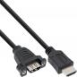 Preview: InLine® HDMI 4K2K Adapterkabel zum Einbau HDMI A Stecker/Buchse 0,6m