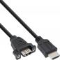 Preview: HDMI Einbauadapterkabel 4K60 – HDMI A Stecker auf Einbaubuchse, 0,6 m