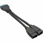Preview: InLine® USB 3.0 Adapterkabel, 2x Buchse A auf Pfostenanschluss 19polig, 0,15m