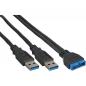 Preview: InLine® USB 3.0 Adapterkabel 2x Stecker A auf Pfostenanschluss 19pol. 0,4m
