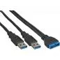 Mobile Preview: InLine® USB 3.0 Adapterkabel 2x Stecker A auf Pfostenanschluss 19pol. 0,4m