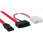Preview: InLine® Slimline SATA Kabel Slimline SATA Stecker 13pol. (7+6) zu SATA + Strom 0,4m