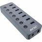 Preview: InLine® USB 3.2 Gen.1 Hub 7-Port mit Schalter Aluminium grau mit Netzteil