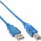 Preview: InLine® USB 2.0 Kabel A an B blau-transparent 3m