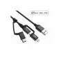 Preview: InLine® 3-in1 USB Kabel, Micro-USB/Lightning/USB-C, schwarz/Alu, 1,5m, MFi-zertifiziert