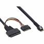 Preview: Slim SAS Kabel – SFF-8654 zu U.2 SFF-8639 + SATA Strom, 24 Gb/s