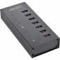 Mobile Preview: InLine® USB 3.2 Gen.1 Hub 7 Port Aluminiumgehäuse schwarz mit 2,5A Netzteil