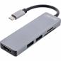 Preview: InLine® Multifunktions-Hub USB 3.2 Gen.1 2x USB-A 5Gb/s + HDMI 4K/30Hz + Cardreader Aluminium grau
