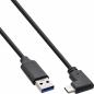 Preview: InLine® USB 3.2 Kabel, USB-C Stecker gewinkelt an A Stecker, schwarz