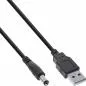 Preview: InLine® USB DC Stromadapterkabel USB A Stecker zu DC 5,5x2,50mm Hohlstecker schwarz 1m