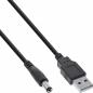 Preview: InLine® USB DC Stromadapterkabel USB A Stecker zu DC 5,5x2,10mm Hohlstecker schwarz 1m