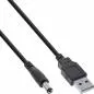 Mobile Preview: InLine® USB DC Stromadapterkabel USB A Stecker zu DC 5,5x2,10mm Hohlstecker schwarz 1m