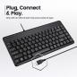 Preview: Perixx PERIBOARD-409 H US Mini USB-Tastatur 2 Hubs schwarz (US-Layout)