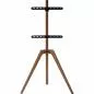Preview: TV-Standfuß woodstand – Dreibein – 45"–65" – Massivholz Walnuss – mit Kabelmanagement