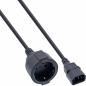 Preview: 40er Bulk-Pack InLine® Netz Adapter Kabel, Kaltgeräte C14 auf Schutzkontakt Buchse, für USV, 0,5m