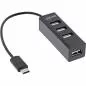 Preview: InLine® USB 2.0 Hub, 4 Port, schwarz, Kabel 30cm, schmale Bauform