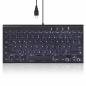 Preview: Perixx PERIBOARD-429 DE, kabelgebunden, USB Mini Tastatur mit Hintergrundbeleuchtung, schwarz