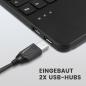 Preview: Perixx PERIBOARD-526 H DE, Kabelgebundene Mini-USB-Tastatur mit Trackball - Scherentasten - 2 USB-Hubs integriert