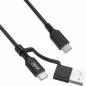 Preview: InLine® 2-in-1 USB-C Kabel + USB-A Adapter, USB 2.0, 100W, TPE, schwarz, 1m