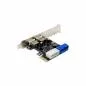Preview: InLine® Schnittstellenkarte, 4x USB 3.2 Gen.1, (2+2) PCIe, low profile Slotblech