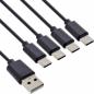 Preview: 4-in-1 Y-Ladekabel USB-A auf 4x USB-C, max. 25W, schwarz