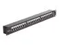 Preview: Cat 6 Patchpanel 24 Port – Durchgang RJ45 Buchse/Buchse – geschirmt – 1 HE – schwarz