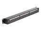 Preview: Cat 6 Patchpanel 24 Port – Durchgang RJ45 Buchse/Buchse – geschirmt – 1 HE – schwarz