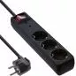 Preview: InLine® Steckdosenleiste 3-fach Schutzkontakt mit Überspannungsschutz Schalter 1,5m schwarz