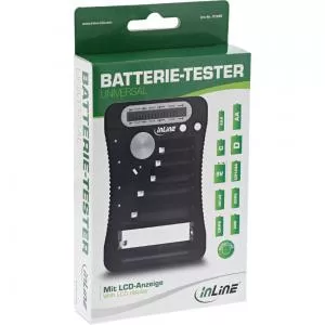 InLine® Batterie Tester mit LCD Anzeige für Rund- und Knopfzellen sowie 9V-Block